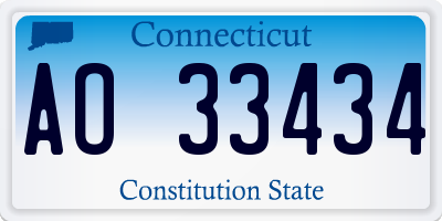 CT license plate AO33434