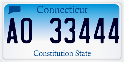 CT license plate AO33444