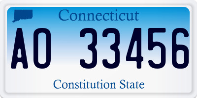 CT license plate AO33456