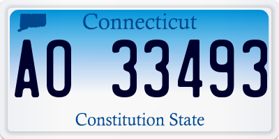 CT license plate AO33493