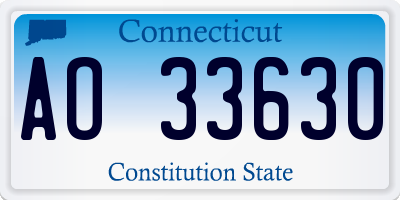 CT license plate AO33630