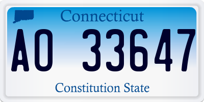 CT license plate AO33647