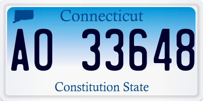 CT license plate AO33648