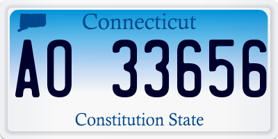 CT license plate AO33656