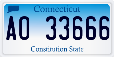 CT license plate AO33666