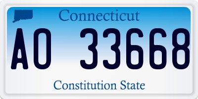 CT license plate AO33668