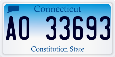 CT license plate AO33693