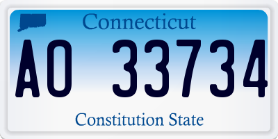 CT license plate AO33734