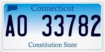 CT license plate AO33782
