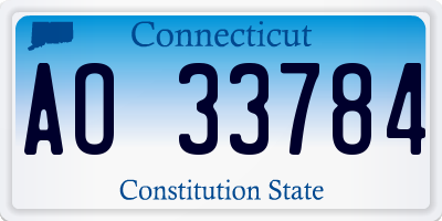 CT license plate AO33784