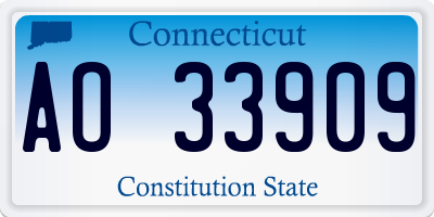 CT license plate AO33909