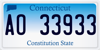 CT license plate AO33933