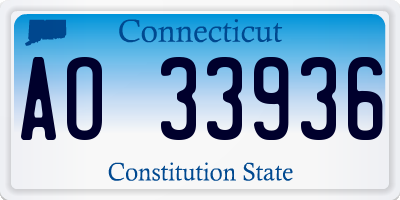 CT license plate AO33936