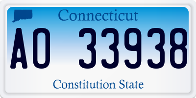 CT license plate AO33938
