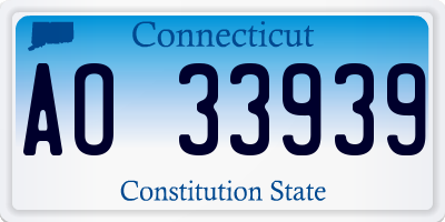 CT license plate AO33939