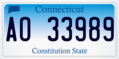CT license plate AO33989