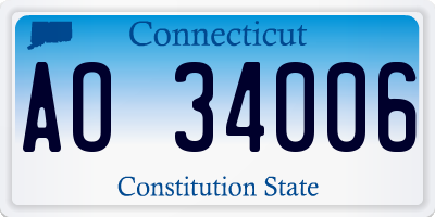 CT license plate AO34006