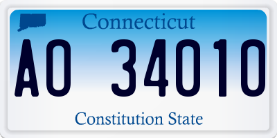 CT license plate AO34010
