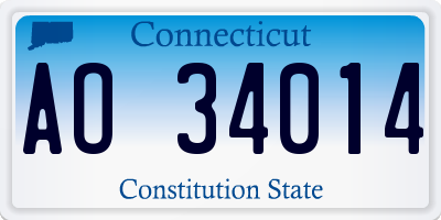 CT license plate AO34014