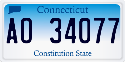 CT license plate AO34077