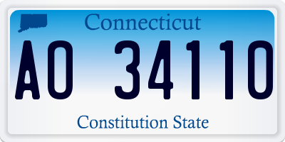 CT license plate AO34110