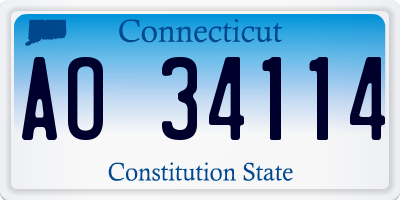 CT license plate AO34114