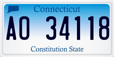 CT license plate AO34118
