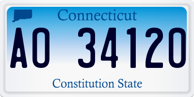 CT license plate AO34120