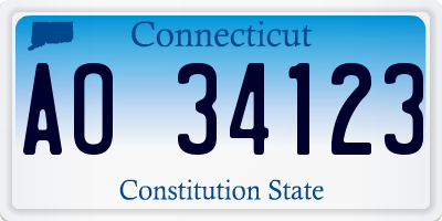 CT license plate AO34123