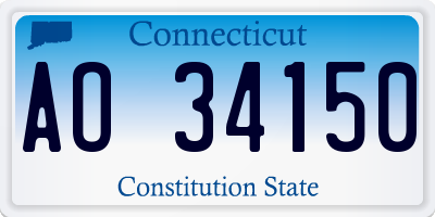 CT license plate AO34150