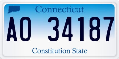 CT license plate AO34187