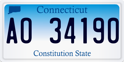 CT license plate AO34190