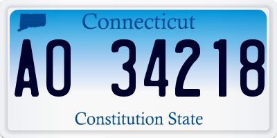 CT license plate AO34218