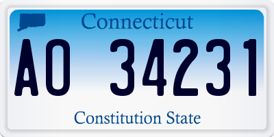 CT license plate AO34231