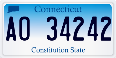 CT license plate AO34242