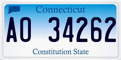 CT license plate AO34262