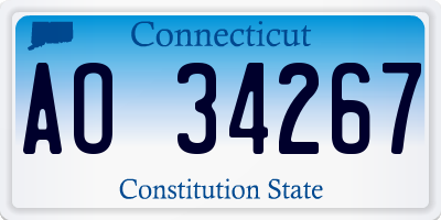 CT license plate AO34267