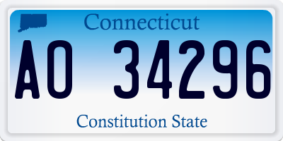 CT license plate AO34296