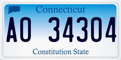 CT license plate AO34304