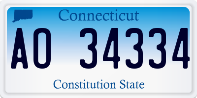 CT license plate AO34334