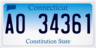 CT license plate AO34361