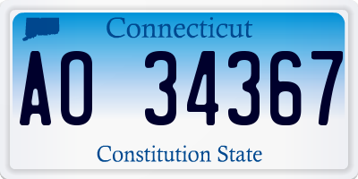 CT license plate AO34367