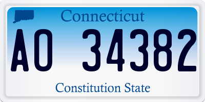 CT license plate AO34382