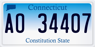CT license plate AO34407