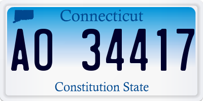 CT license plate AO34417