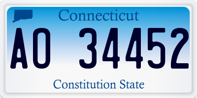 CT license plate AO34452