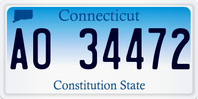 CT license plate AO34472