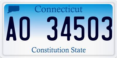 CT license plate AO34503