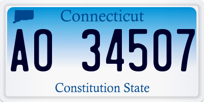 CT license plate AO34507