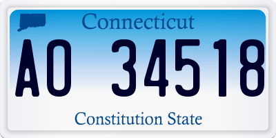 CT license plate AO34518